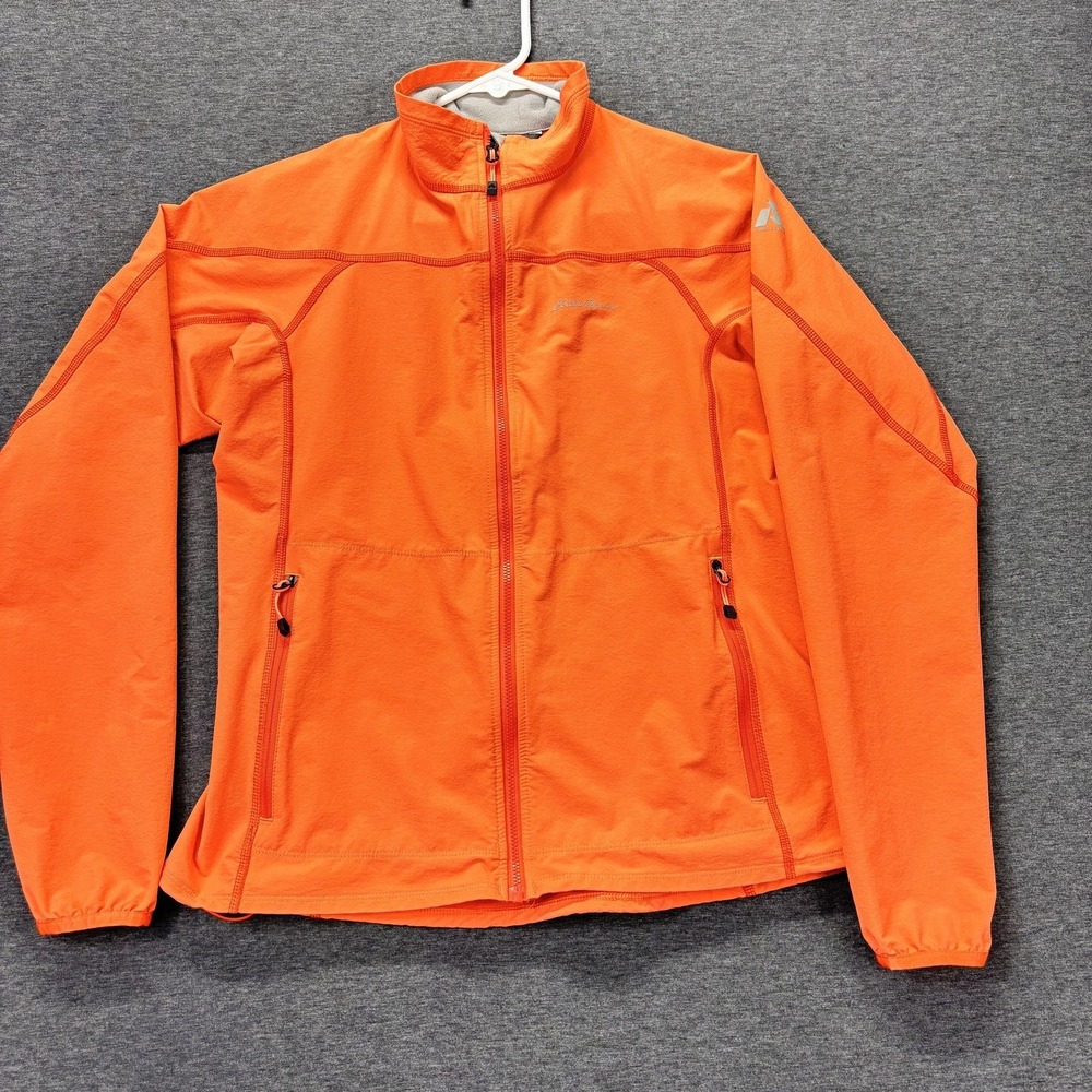Eddie Bauer First Ascent Jacket Womens Medium Orange Soft Shell Full Zip Hiking